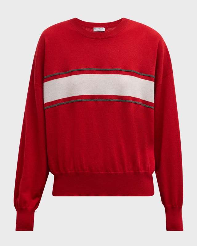 Colorblock Stripe And Monili Cashmere Wool Sweat